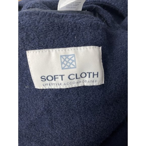 $295 SOFT CLOTH Men's Jersey Car Wool Blend Coat in Navy Size Medium - Picture 4 of 6